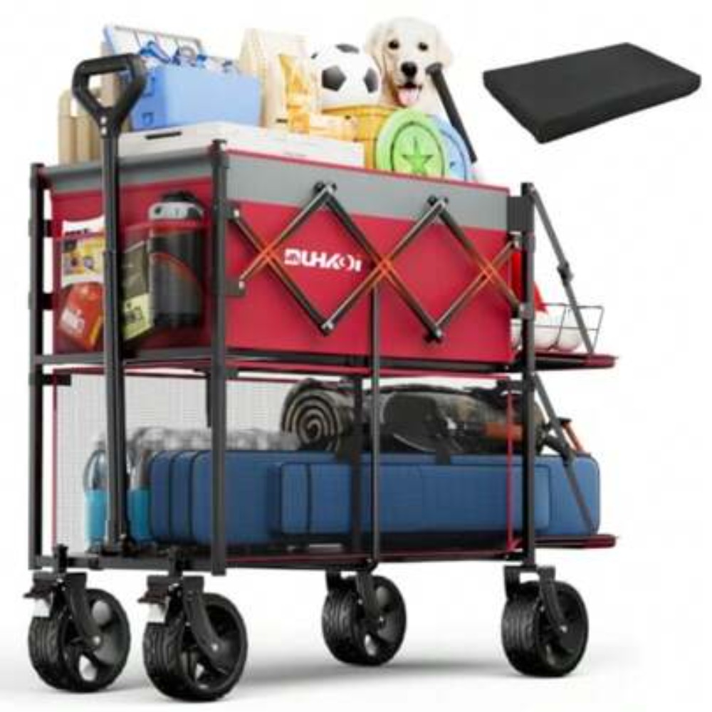 Outdoor Camping Shop - 2-Tier Foldable Wagon Cart with All