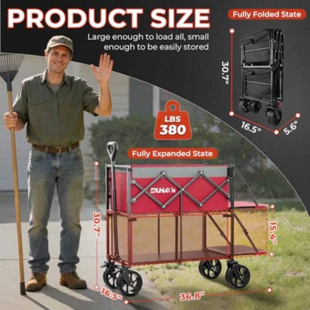 2-Tier Foldable Wagon Cart wit - огляд і ціна Outdoor Camping Shop