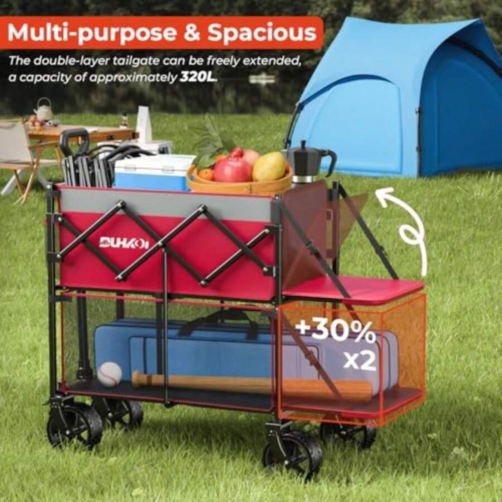 2-Tier Foldable Wagon Cart wit - огляд і ціна Outdoor Camping Shop