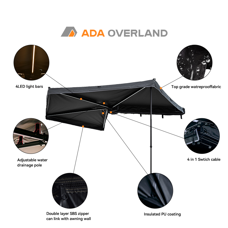 New Design 4x4 Awning Weatherp - огляд і ціна Outdoor Camping Car Tent