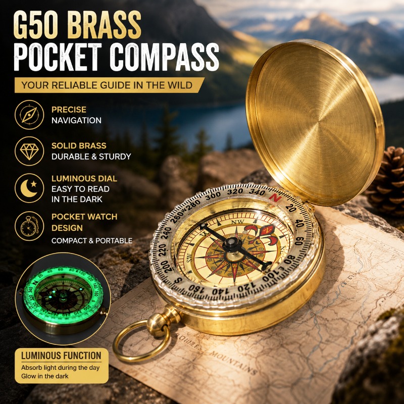 50mm Brass Pocket Compass Lumi - огляд і ціна Outdoor Camping Direct
