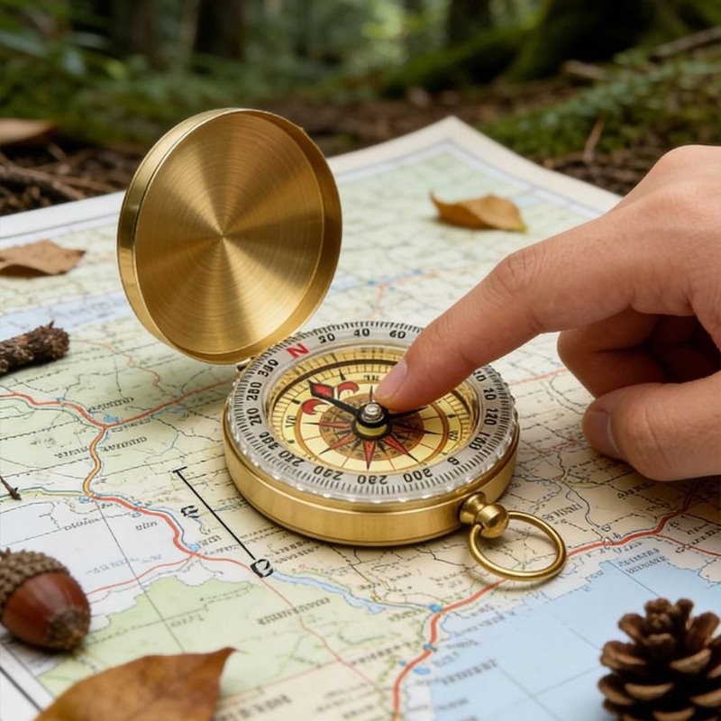 50mm Brass Pocket Compass Lumi - огляд і ціна Outdoor Camping Direct